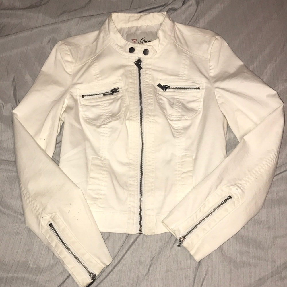 Guess Light White Zip Jacket